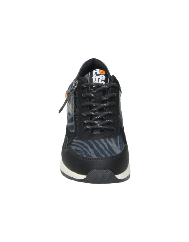 Zapatilla con cuña REFRESH 176219 en negro para mujer