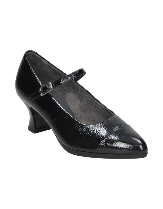 Zapato de piel con tacón PITILLOS 11683 negros para mujer
