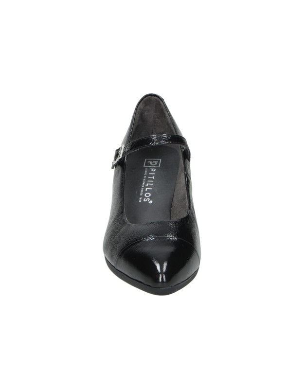 Zapato de piel con tacón PITILLOS 11683 negros para mujer