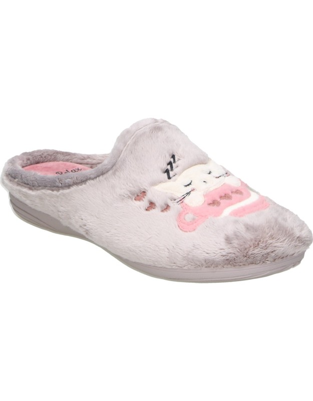 Pantuflas destalonadas COSDAM 13344 grises y rosas para mujer
