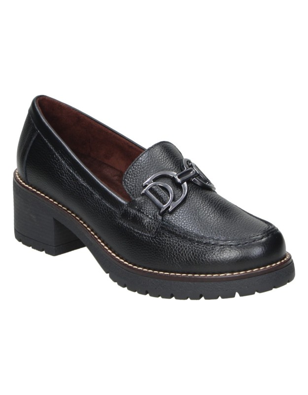 Mocasines de piel con tacón PITILLOS 20520 negros para mujer