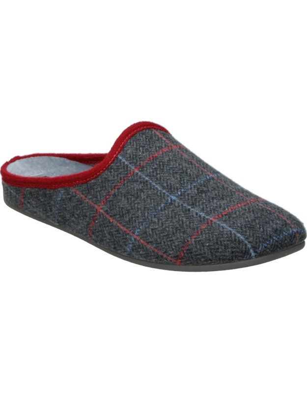Pantuflas detalonadas COSDAM 17590 grises y rojas para hombre