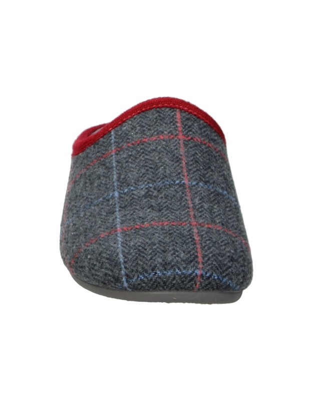 Pantuflas detalonadas COSDAM 17590 grises y rojas para hombre