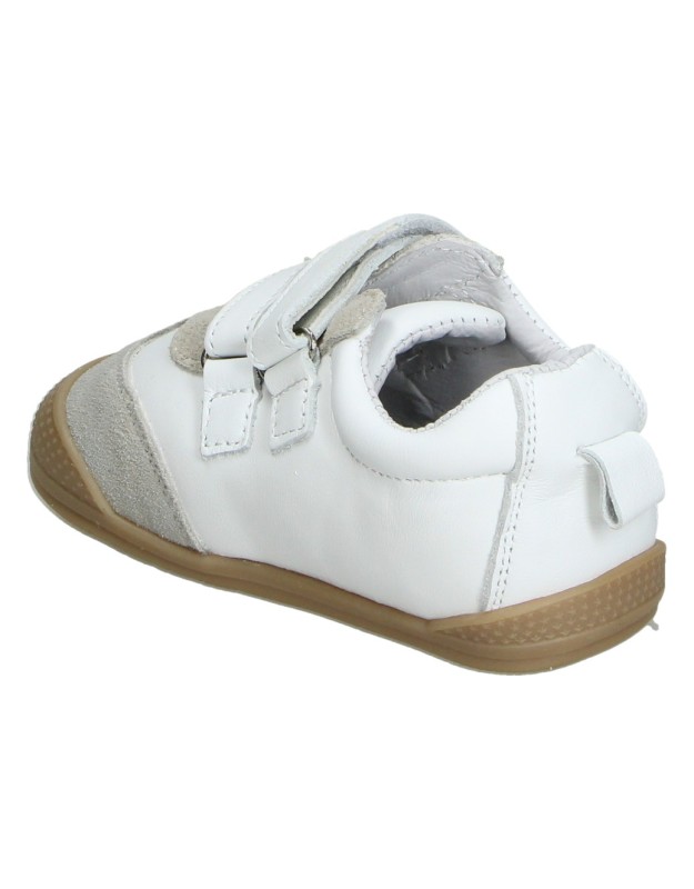 Zapatillas Barefoot PEKES para Niña en Color Blanco con Detalles en Gris y Rosa 1021