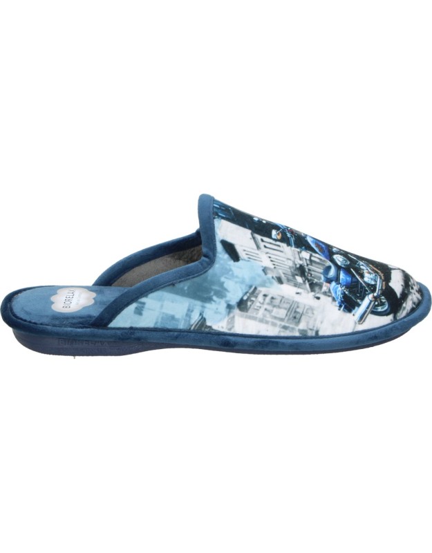 Zapatillas de Casa COSDAM Destalonadas para Hombre Azules con Dibujos de Motos 1414