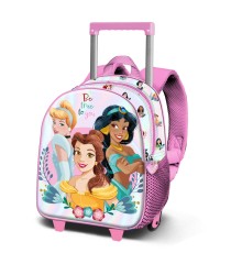 Mochila de Ruedas KARACTERMANIA para Niña Trolley Rosa con Dibujo de Bella, Cenicienta y Jassmin 08431
