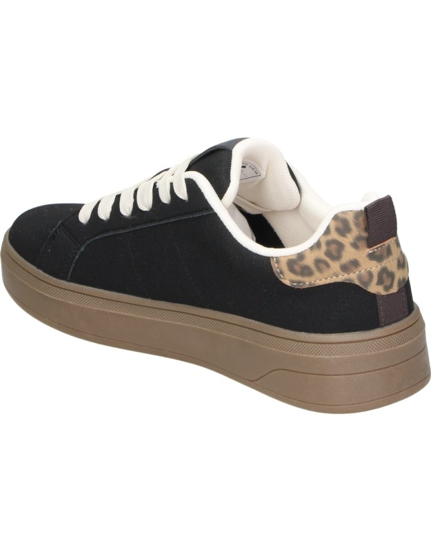 Zapatilla XTI con Plataforma para Mujer en Negro con Detalles en Animal Print 146270