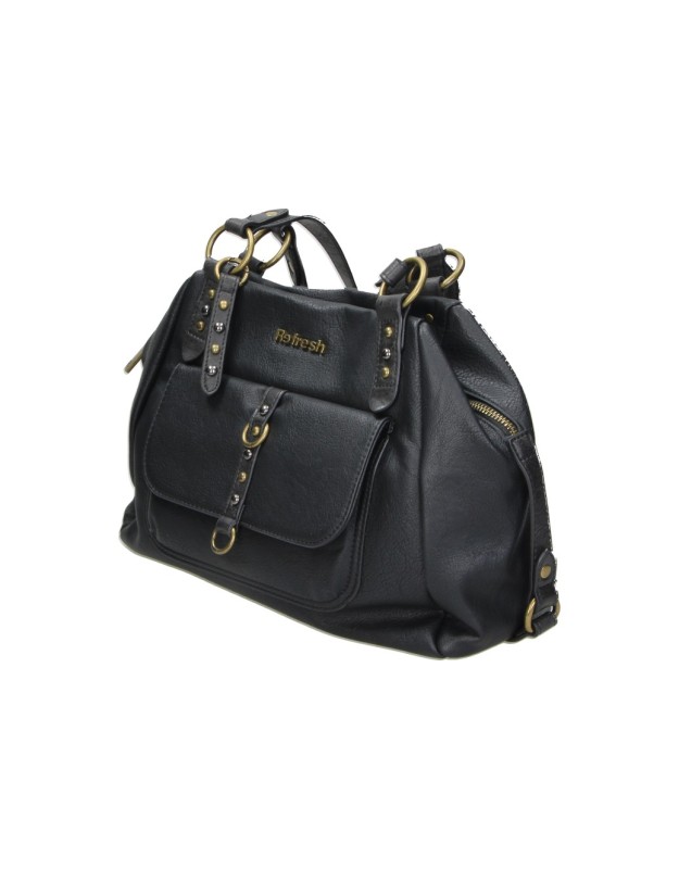 Bolso Bandolera REFRESH para Mujer en Color Negro con Detalles Metálicos 183423