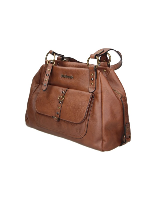 Bolso Bandolera REFRESH para Mujer en Color Camel con Detalles Metálicos 183423