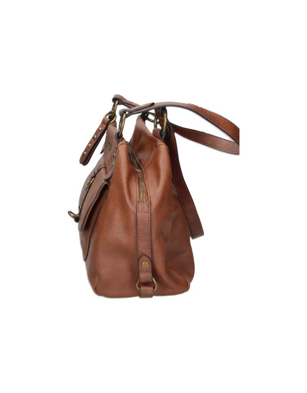 Bolso Bandolera REFRESH para Mujer en Color Camel con Detalles Metálicos 183423