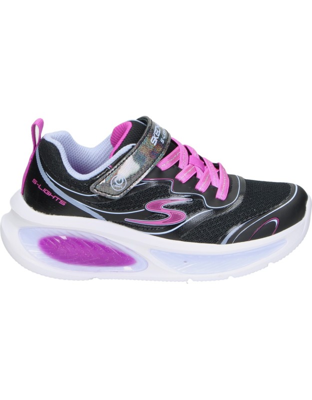 Zapatillas SKECHERS S-Lights Cosmic Glow para Niña con Detalles Morados 303737L-CBKMT