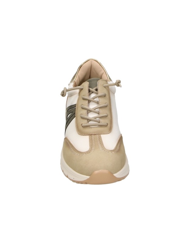 Zapatos AMARPIES para Mujer en Color Beige con Detalles en Blanco y Verde amd31084
