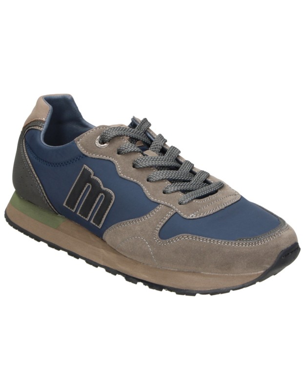 Zapatillas Mustang MTNG para Hombre Plana Gris con Detalles en Marino y Taupe 84891