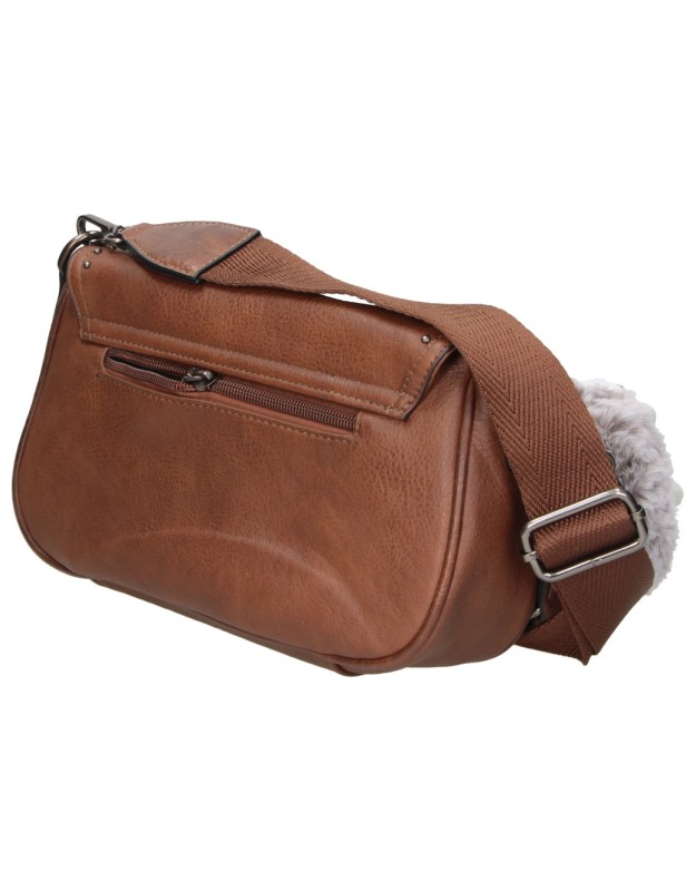 Bolso Bandolera REFRESH para Mujer Camel con Colgantes Coloridos 183439