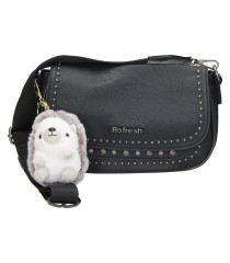 Bolso Bandolera REFRESH para Mujer Negro con Colgantes Coloridos 183439