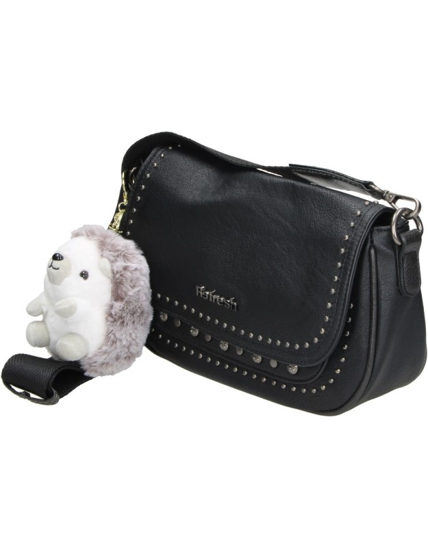 Bolso Bandolera REFRESH para Mujer Negro con Colgantes Coloridos 183439