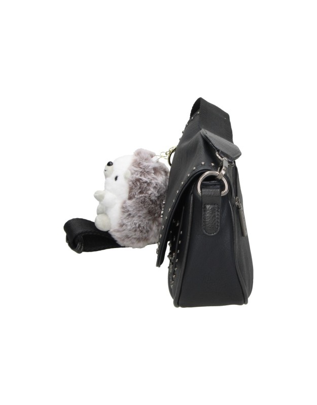 Bolso Bandolera REFRESH para Mujer Negro con Colgantes Coloridos 183439