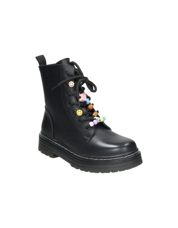Botines militares D'Angela DZS31987 en negro con abalorios
