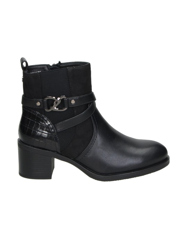 Botines de Tacón AMARPIES para Mujer Negros con Detalle de Hebilla AJC31176