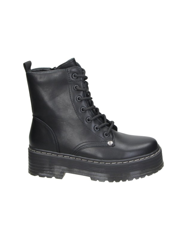 Botines Militares D'ANGELA con Plataforma para Mujer en Negro DZS31994