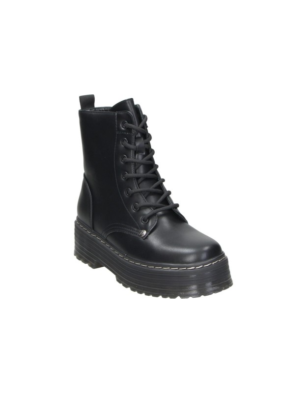 Botines Militares D'ANGELA con Plataforma para Mujer en Negro DZS31994