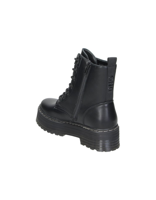 Botines Militares D'ANGELA con Plataforma para Mujer en Negro DZS31994
