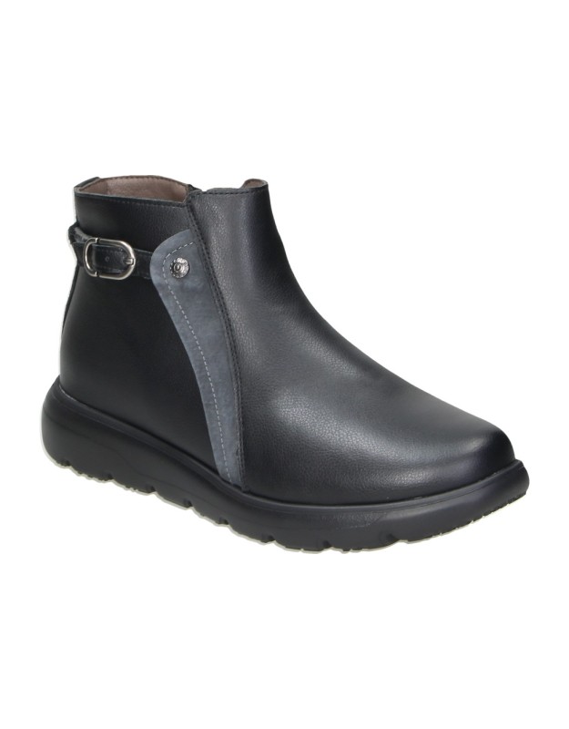 Botines de Piel CALZAZUL-FLEX para Mujer en Negro 4003