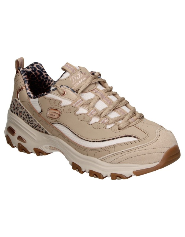 Zapatillas SKECHERS D'Lites Wild Charm para Mujer en Marrón Taupe con Animal Print 150877-tpe