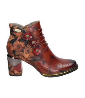 Botines de Piel LAURA VITA con Tacón color Camel con Detalles Maevao 21