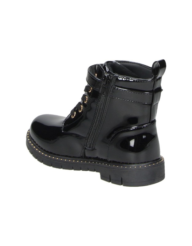 Botines Militares PEKES de Charol con Estrella para Niña en Negro 1006