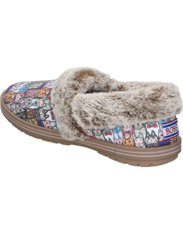 SKECHERS | Zapatillas de Casa BOBS Too Cozy Chic Cat para Mujer – Pantufla Multicolor con Estampado Animal Print, Interior Cálido, Forro Suave y Diseño Cómodo de Invierno – Modelo 33347-MLT