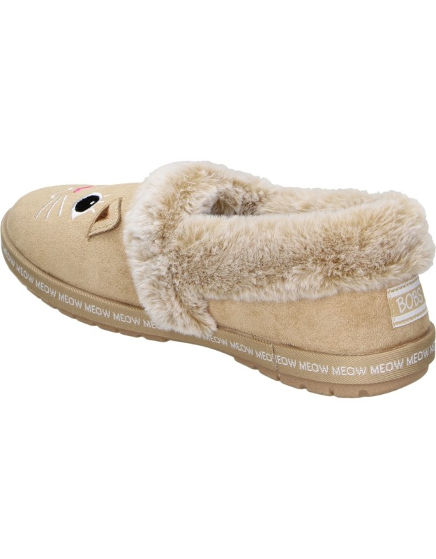 Zapatillas de Casa SKECHERS BOBS Too Cozy Meow Pajamas para Mujer color Beige 33355-TAN