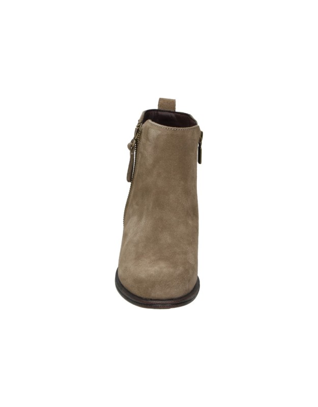 Botines BONAVENTURE de Tacón Bajo para Mujer color Taupe con Cremallera B778-5