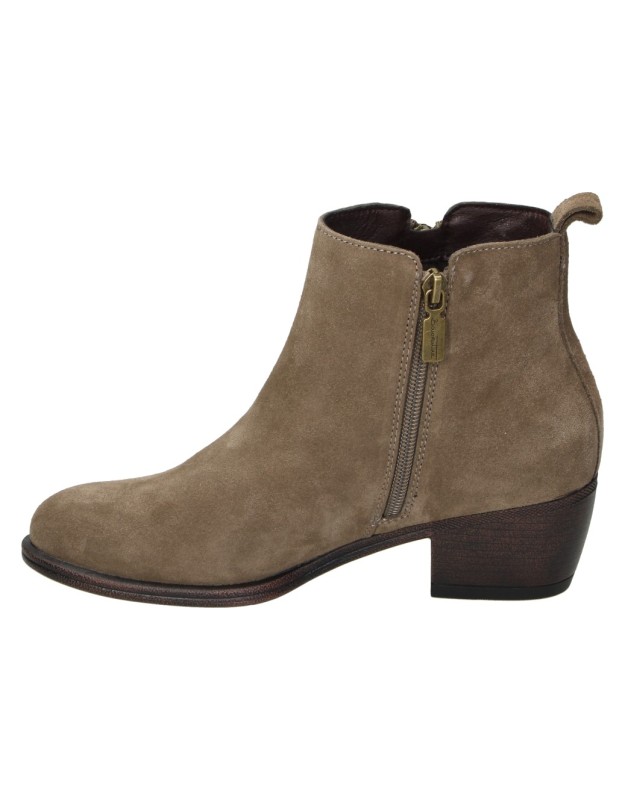 Botines BONAVENTURE de Tacón Bajo para Mujer color Taupe con Cremallera B778-5