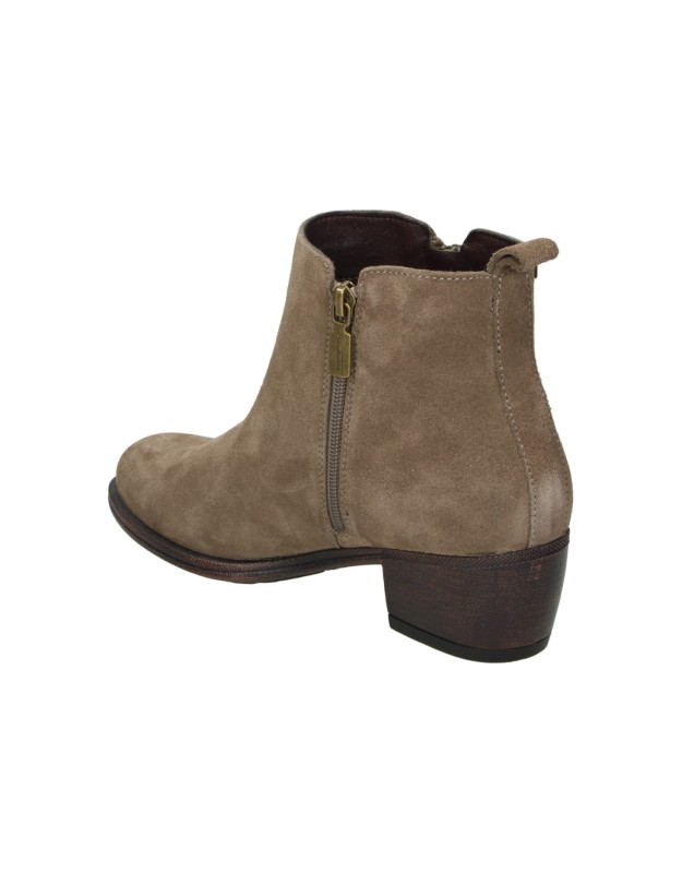 Botines BONAVENTURE de Tacón Bajo para Mujer color Taupe con Cremallera B778-5
