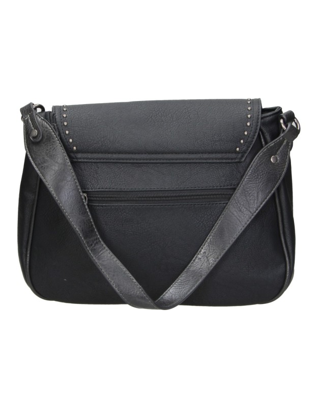 Bolso Bandolera REFRESH para Mujer color Negro con Solapa y Tachuelas 183440