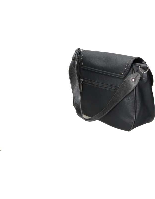 Bolso Bandolera REFRESH para Mujer color Negro con Solapa y Tachuelas 183440