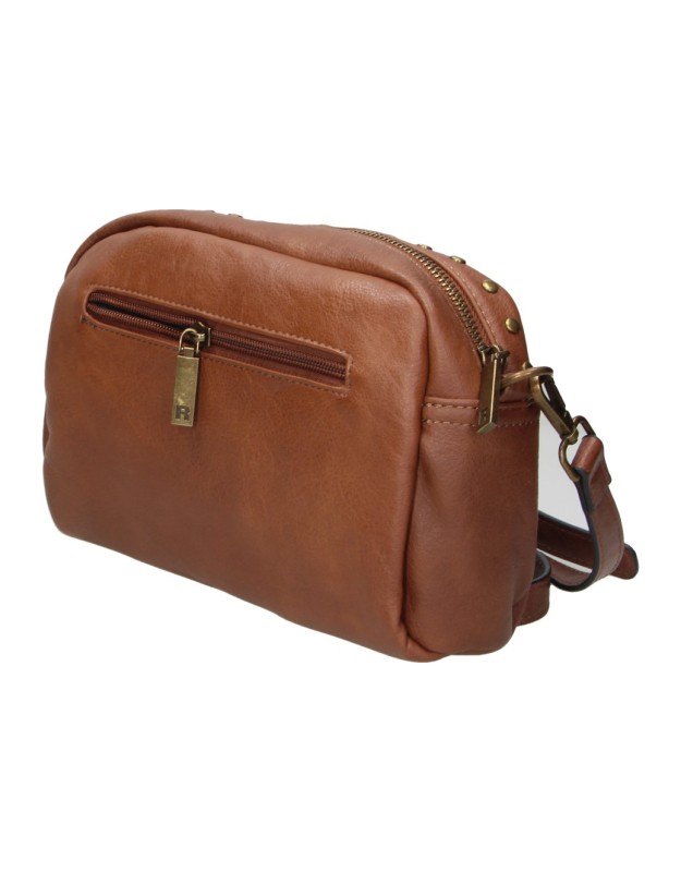 Bolso Bandolera REFRESH para Mujer color Camel con Tachuelas y Bolsillo Frontal 183425