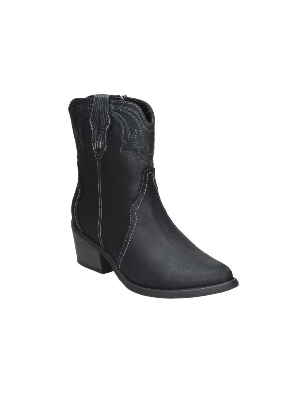 Botines Cowboy MUSTANG MTNG Tanubis con Tacón para Mujer color Negro 54910