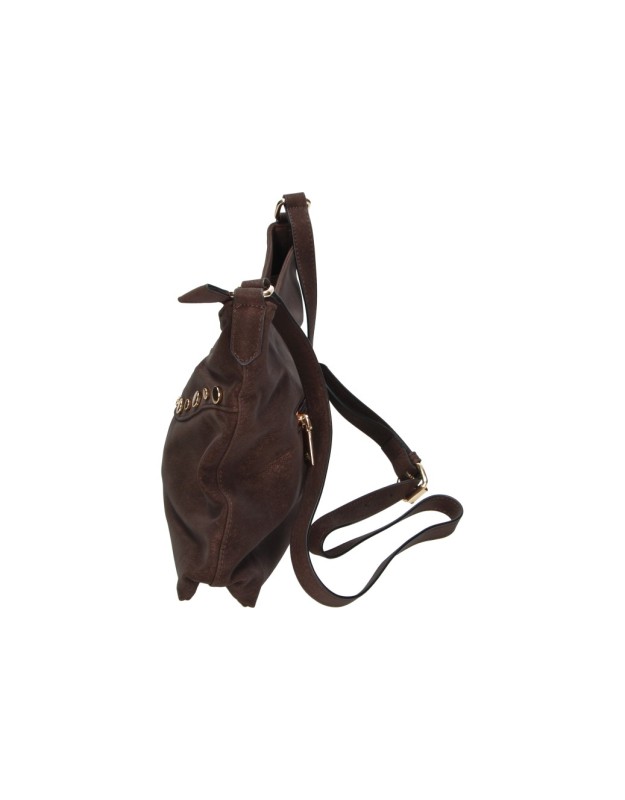 Bolso bandolera con tachuelas LAURA SANZ b C610 en color café