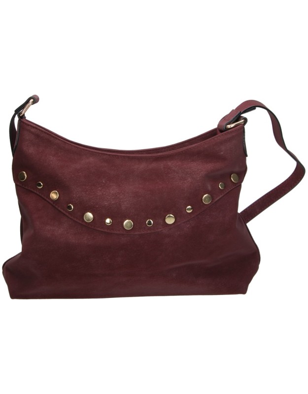 Bolso bandolera con tachuelas LAURA SANZ b C610 en burdeos