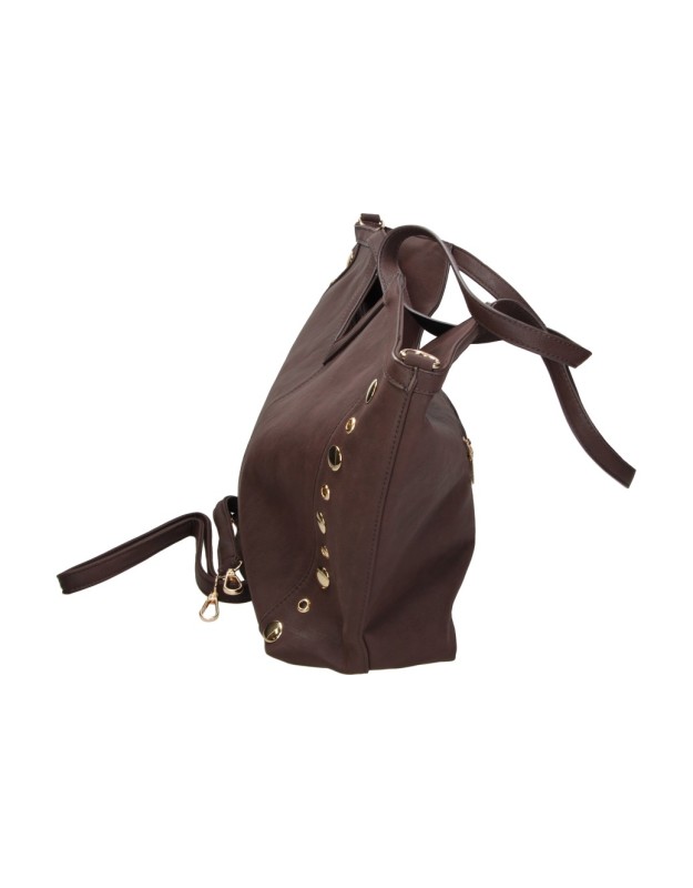 Bolso shopper con tachuelas LAURA SANZ C C381-2 en color café