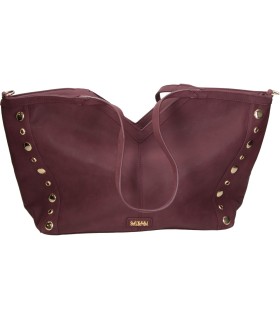 Bolso shopper con tachuelas LAURA SANZ C C381-2 en burdeos