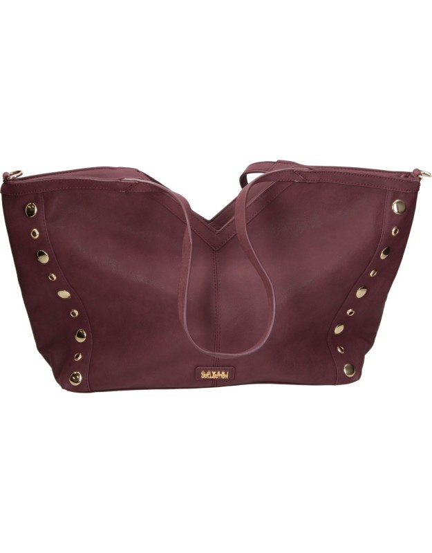 Bolso shopper con tachuelas LAURA SANZ C C381-2 en burdeos