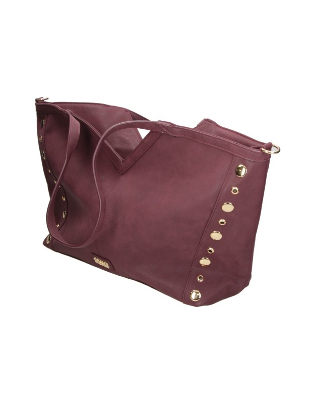 Bolso shopper con tachuelas LAURA SANZ C C381-2 en burdeos