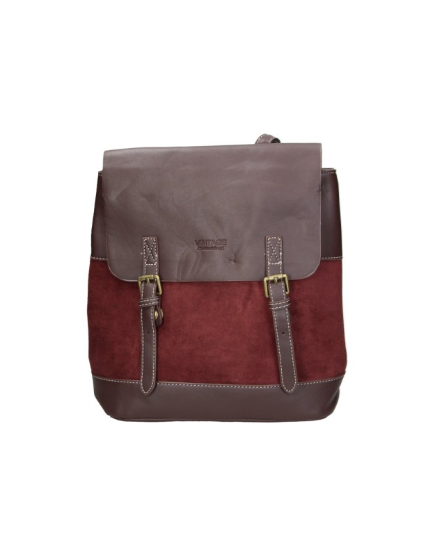 Mochila con solapa LAURA SANZ M DLX260391 en burdeos