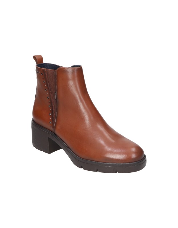 Botines FLUCHOS de Piel con Tacón para Mujer color Marrón F2109