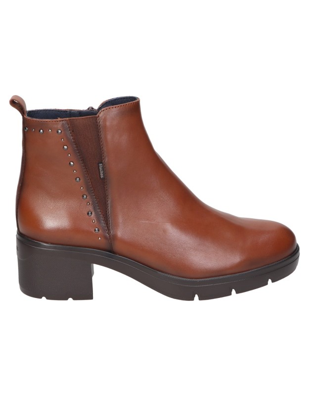 Botines FLUCHOS de Piel con Tacón para Mujer color Marrón F2109