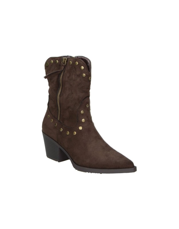Botines Cowboy XTI con Tachueas para Mujer en Marrón 146507