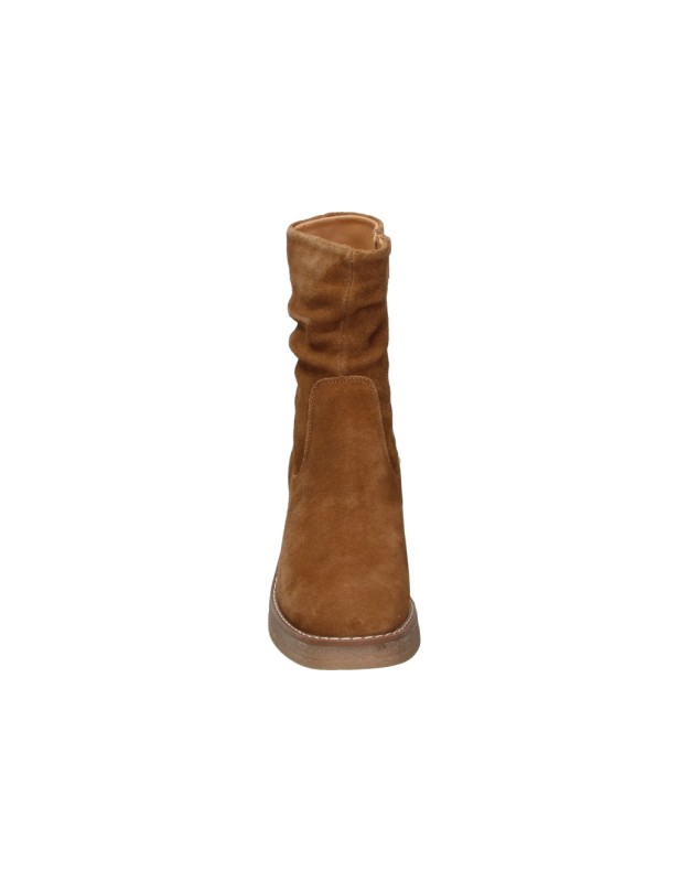 Botines MARILA con Tacón y Caña Fruncida para Mujer en Camel RIMA